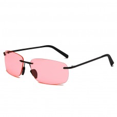 Maui Jim Kumu Polarized Rimless Sunglasses Black Frame Rose Lens