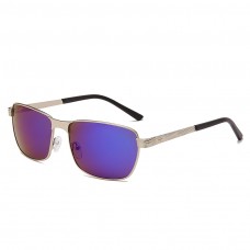 Maui Jim Shoal Polarized Rectangular Sunglasses Silver Frame Blue Lens