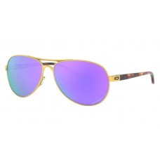 Oakley Feedback Sunglasses Satin Gold Frame Prizm Violet Polarized Lens