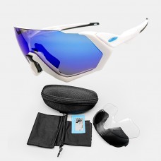Oakley Flight Jacket Sunglasses OO9401 White Frame Prizm Sapphire Lens