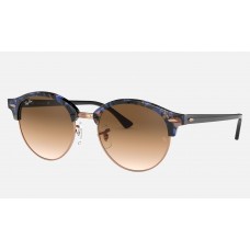 Ray Ban Clubmaster Clubround Fleck RB4246 Sunglasses Gradient + Spotted Brown And Blue Frame Light Brown Gradient Lens