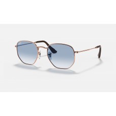 Ray Ban Hexagonal Collection Online Exclusives RB3548 Sunglasses Light Blue Bronze-Copper