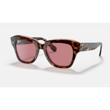 Ray Ban State Street Collection RB2132 Sunglasses Violet Photochromic Havana On Transparent Pink