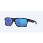 Costa Half Moon Sunglasses Shiny Black Frame Blue Polarized Glass Lense