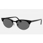 Ray Ban Clubmaster Oval RB3946 Sunglasses Classic + Wrinkled Black Frame Dark Grey Classic Lens